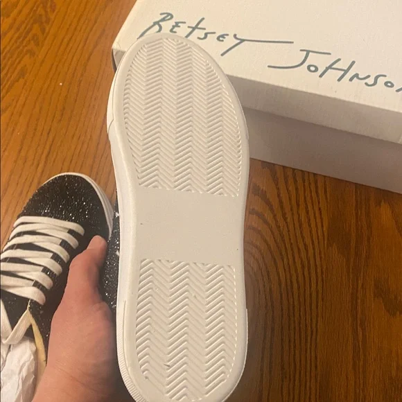 NWT Betsey Johnson Sparkling Black Platform Sneakers - Picture 3 of 5